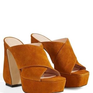 GORGEOUS & FABULOUS Suede unique open toe heels - Brand New in Box